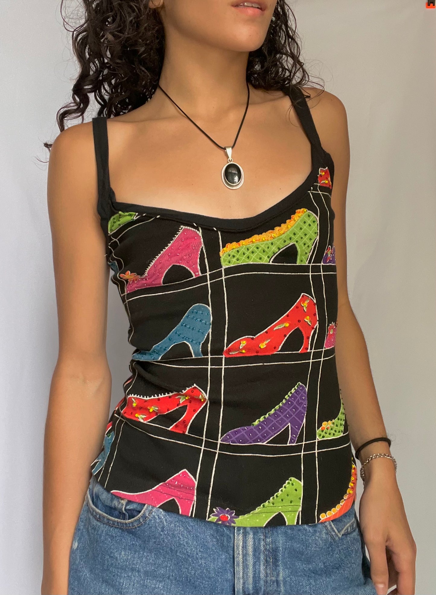 Beaded high heel tank