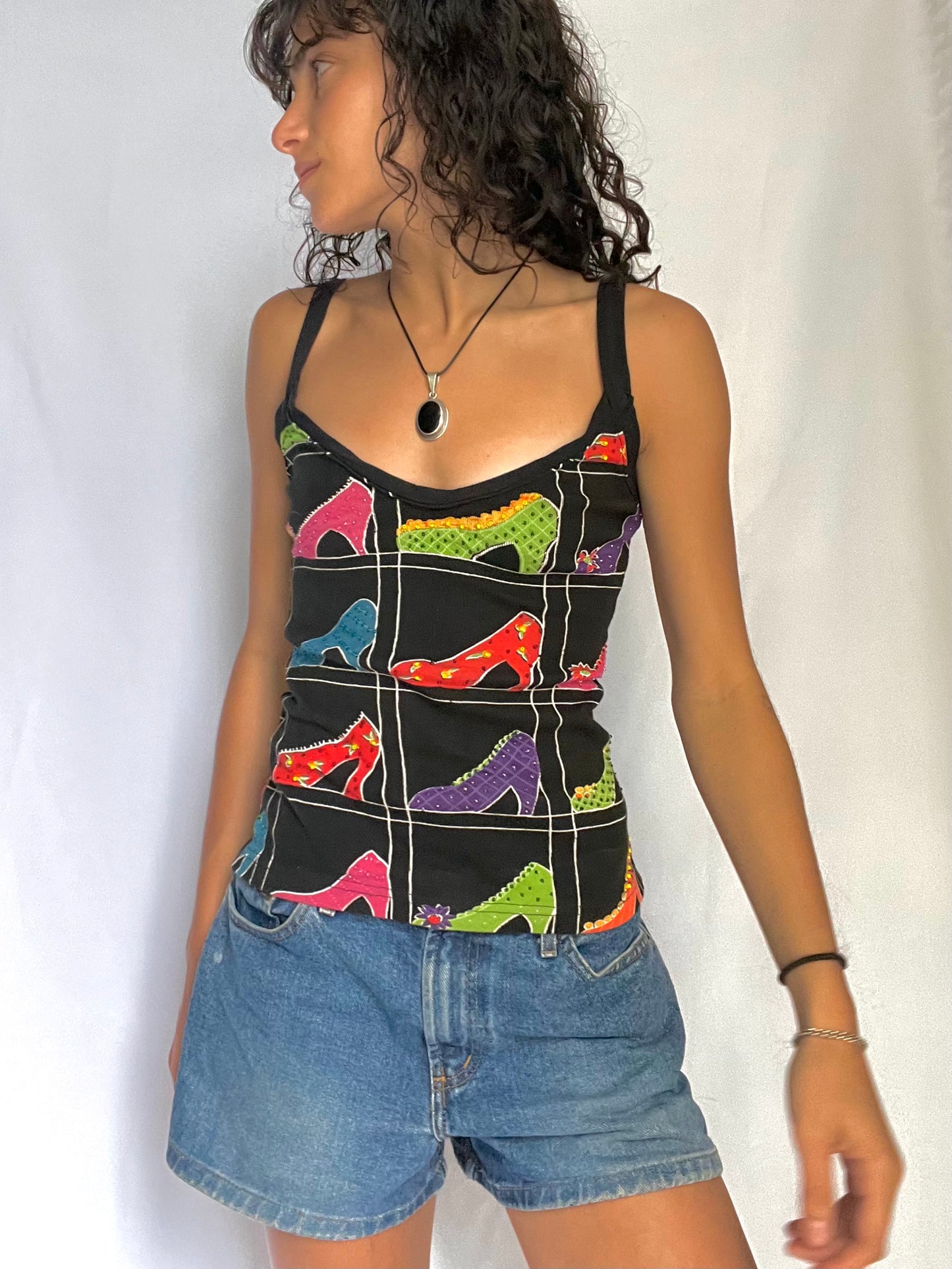 Beaded high heel tank