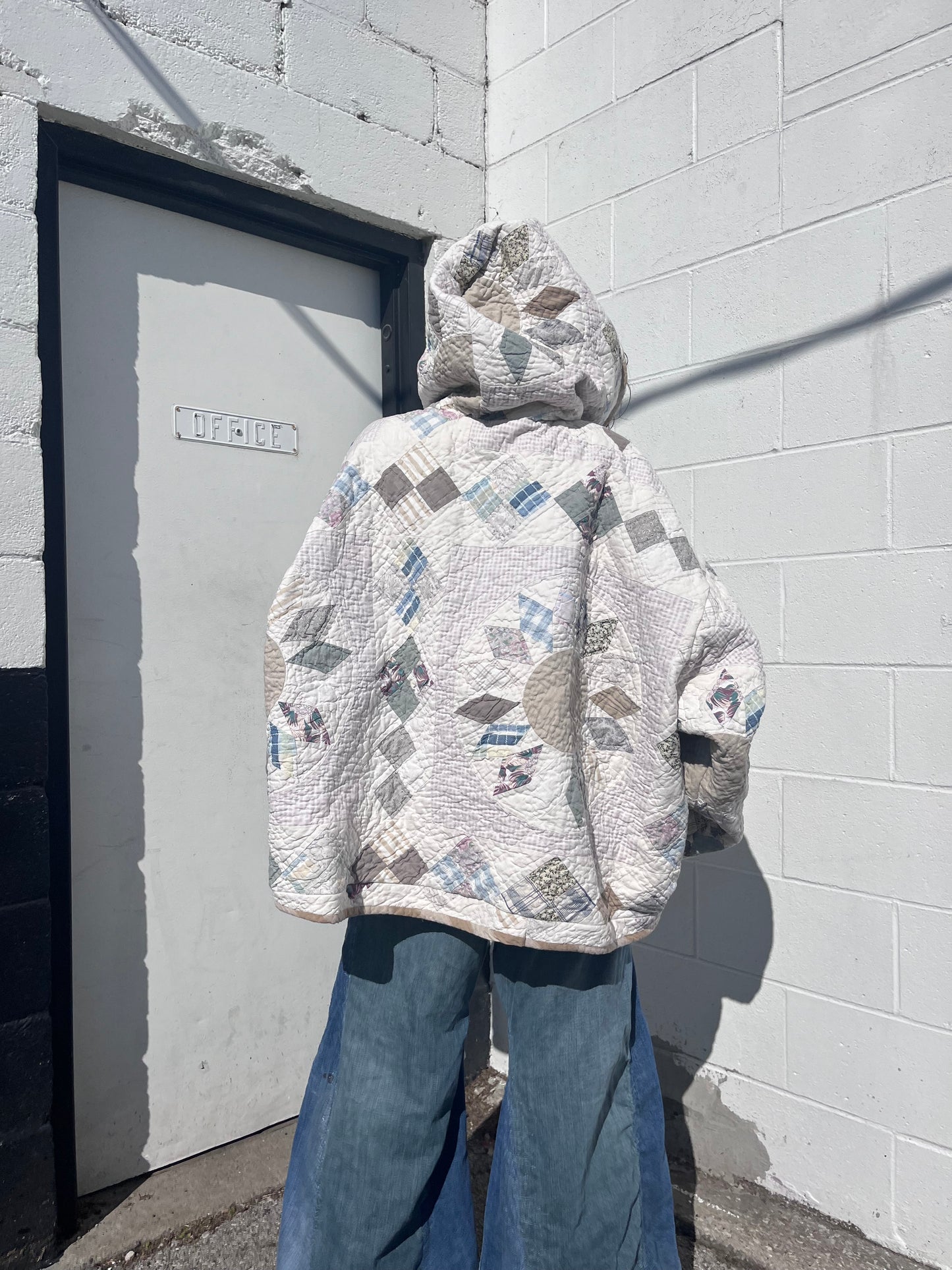 Beige quilt hoodie